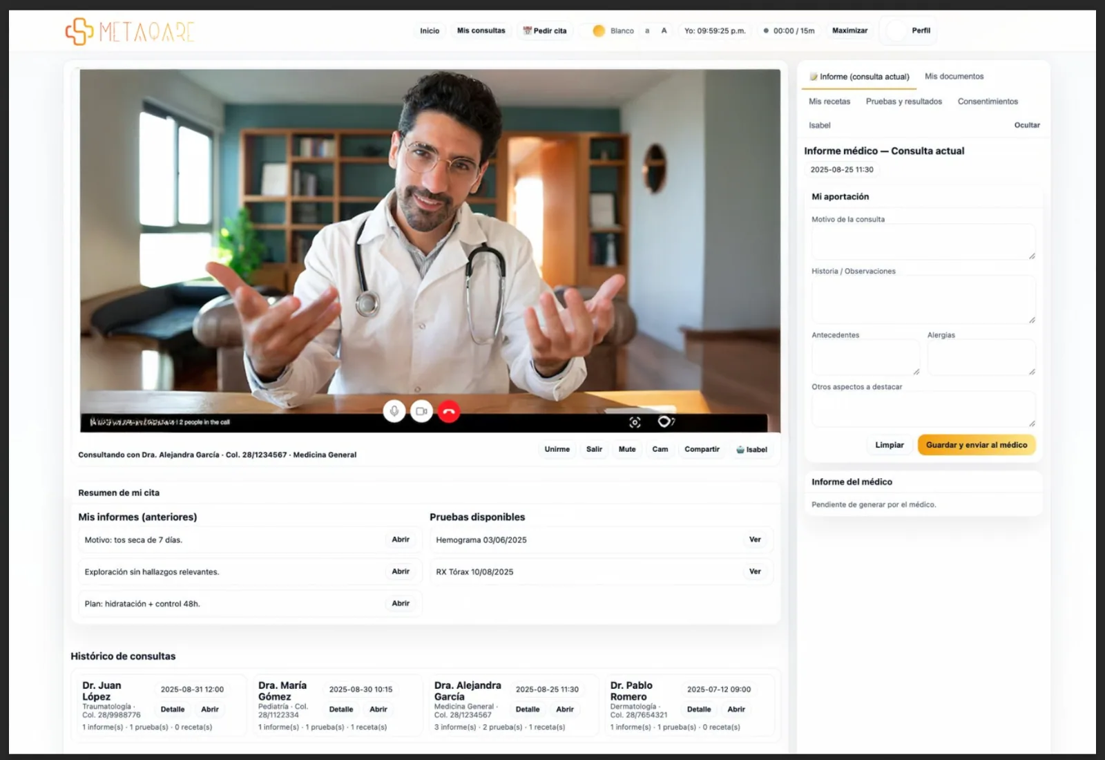 Doctor panel - Consultation summary